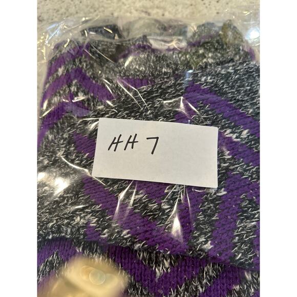 D. D. Sloane purple and gray heather chevron striped long sweater size large - Picture 10 of 11